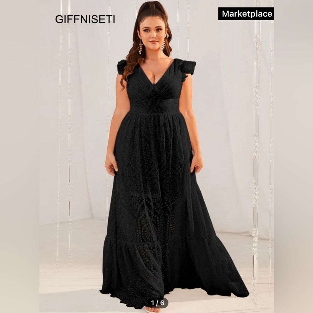 Black Eyelet Maxi Dress